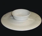 Fiestaware Hostess Set Chip Dip Bowl and Platter White  -Classic Art Deco Style