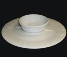 Fiestaware Hostess Set Chip Dip Bowl and Platter White  -Classic Art Deco Style