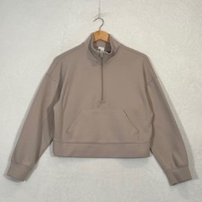 All In Motion Taupe Mauve Ribbed Quarter Zip Pullover Sweatshirt Size Medium