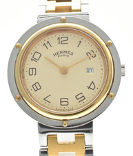 Montre unisexe vintage [NEAR MINT] HERMES Clipper Ivory Date 30 mm quartz