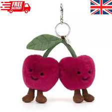 Cute Jellycat Cherry Plush Key Ring Charm Amuseables with Tags and Storage Bag