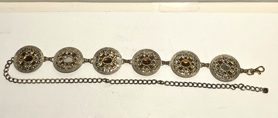Vtg Y2K Metal Round Circle brass Chain Belt Fairy Whimsigoth  display picture 2