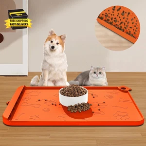 Tapis pour chiens, tapis pour chiens en silicone pour aliments et eau - Tapis pour animaux avec résidus