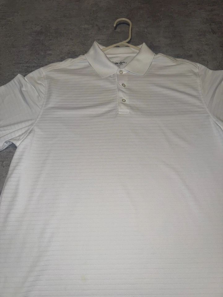 Walter Hagen Mens Size L White Lined Light-weight Golf Shirt Button Down Active - Image 2 of 4