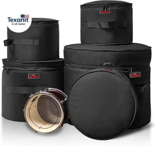 5-Piece Drum Case Set - Padded Drum Bags for 22" Kick, 12"/13"/16" Toms & 14" Sn