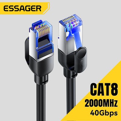 Essager CAT8 Ethernet Cable 40Gbps 2000MHz RJ45 LAN Cord PS5 Router Gaming