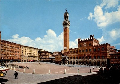 Siena Italy Piazza del Campo Palazzo Pubblico Torre del Mangia 1960s Postcard