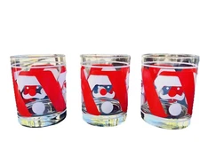 M.W. Periscope Santa Face MCM Christmas Lowball Glasses - Set of 3
