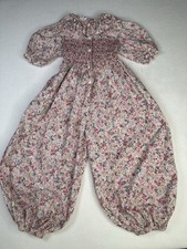 Floral Print Smocked Bubble Pants Vtg Girls