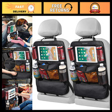 Backseat Car Organizer with Touch Screen Tablet Holder - Black, Multi-Pocket Sto