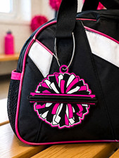 Cheer Pom-Pom Hair Tie Holder Keychain w/ 2 Hair Ties &ndash;Cheerleader Bag Accessory
