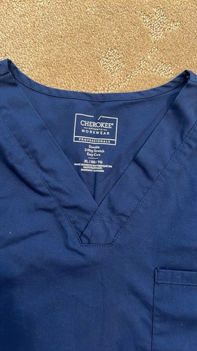 Set of 2 Men’s Cherokee Workwear Navy Scrub Top WW695, XL** - Picture 9 of 12