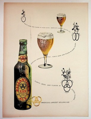 Ballantine's Ale Vintage Advertising Print Purity Body Flavor Beer Brewery 1940s