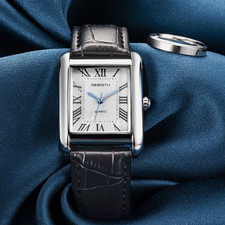 Vintage Tank Quartz Leather Watch