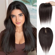 Real Human Hair Toppers for Women with Thinning Hair - Dark Brown 12 Inch