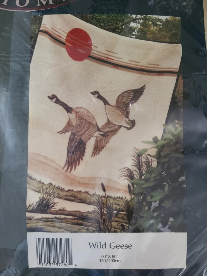Great American Home Blanket Throw Wild Geese Lodge Cabin Art Hunting 60"x 80" - Image 2 of 4