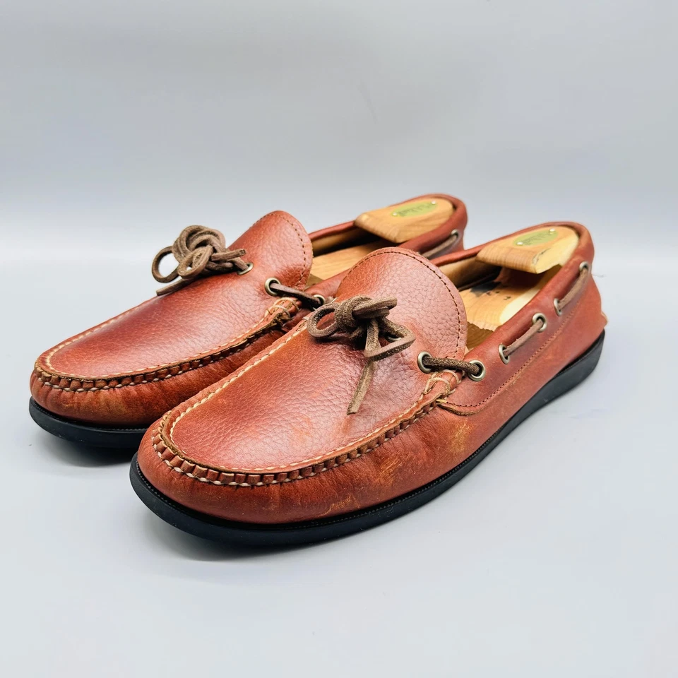 Quoddy Shoes Mens 10 Brown Leather Boat Camp Slip On Handsewn Moc Vibram Comfort - Image 4 of 4