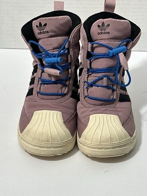 adidas GV9066 Pink Black Synthetic High Top Winter Kids Boots US 10K Drawstring