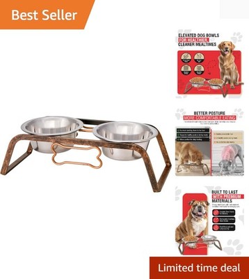Elevated Dog Bowls   Raised Stainless Steel Dog Bowls with Steel Stand   Non-...