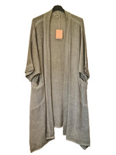 Italian Washed Linen Lagenlook Long Cardigan Duster Coat One Size 10-16 Green