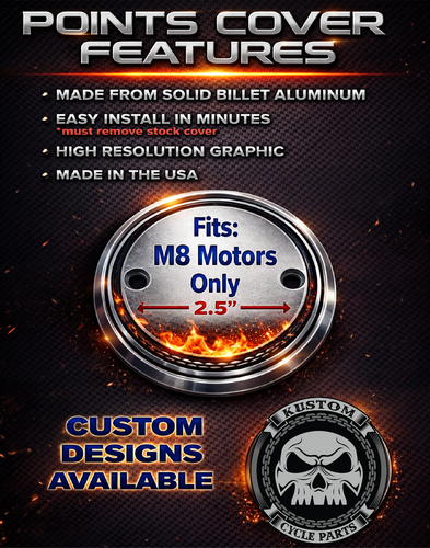 114 American Flag Points / Timing Cover fits Harley M8 Motor.  Made in the USA - Picture 3 of 5