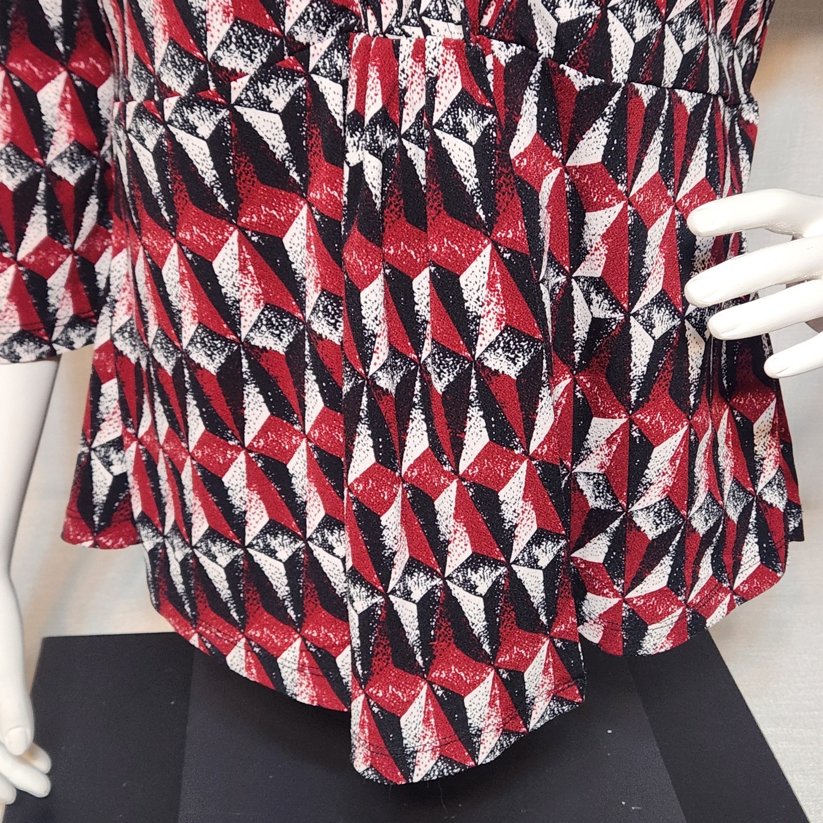 Grace Elements Blouse V Neck Overlay Geometric Bu… - image 5