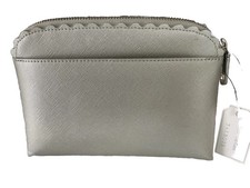 TALBOTS Silver Faux Leather 8 inch Zippered C...