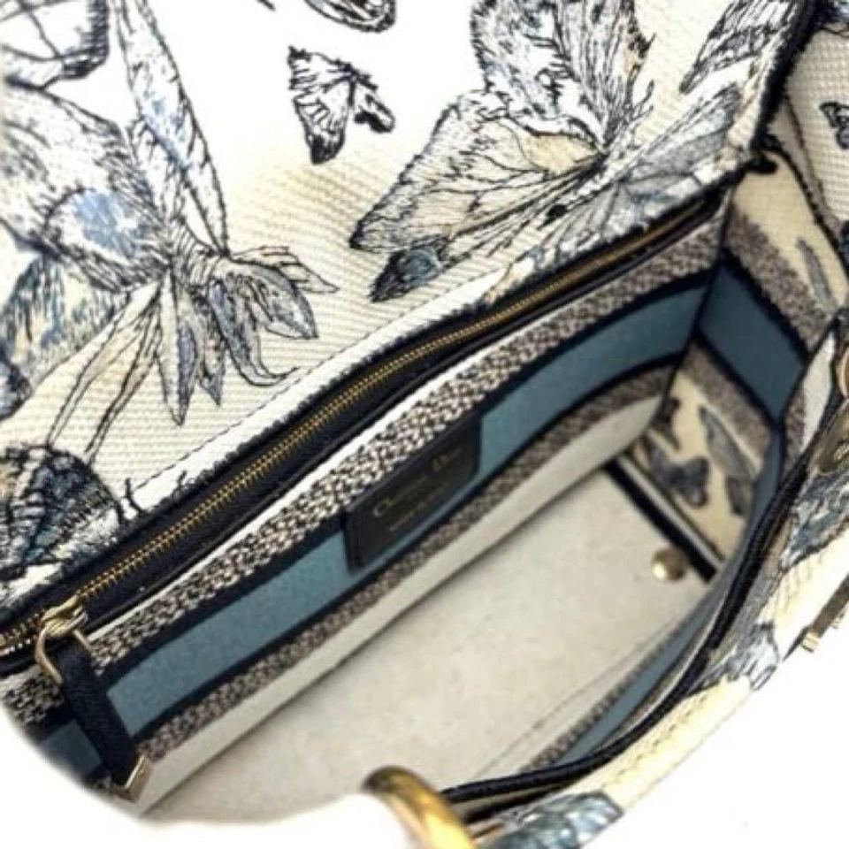 Bolsa tote Dior Lady Dior D-Lite média padrão borboleta lona algodão - Imagem 2 de 4