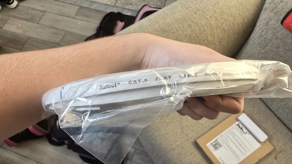 Cat6 Ethernet Cable 100 FT Flat White With Clips Jadaol? Network Cable Thin 6 - Image 2 of 4