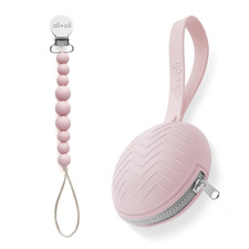  Pink Bundle Duo, Modern Pacifier Case  Pacifier Clip, BPA Free Food-Grade Sil