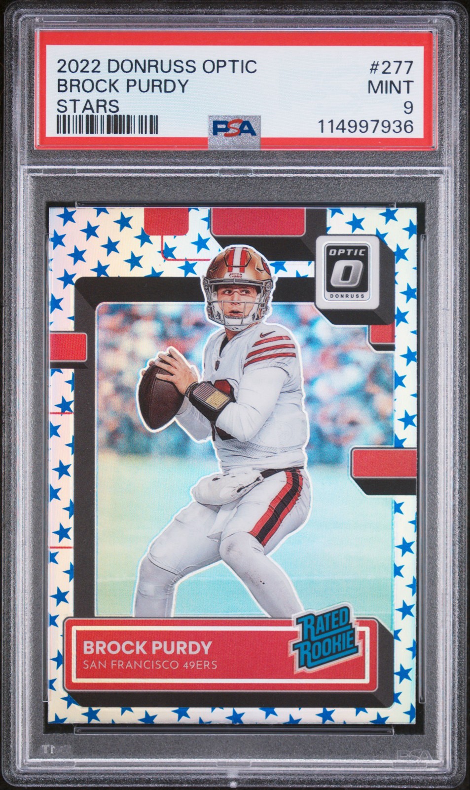 2022 Panini Donruss Optic - Rated Rookie Brock Purdy #277 Stars Prizm (RC) PSA 9