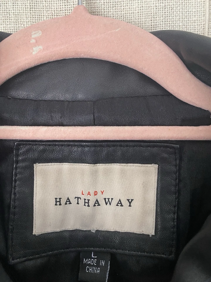 Chaqueta para mujer Lady Hathaway 100 % cuero negra talla grande Foto 3 de 4
