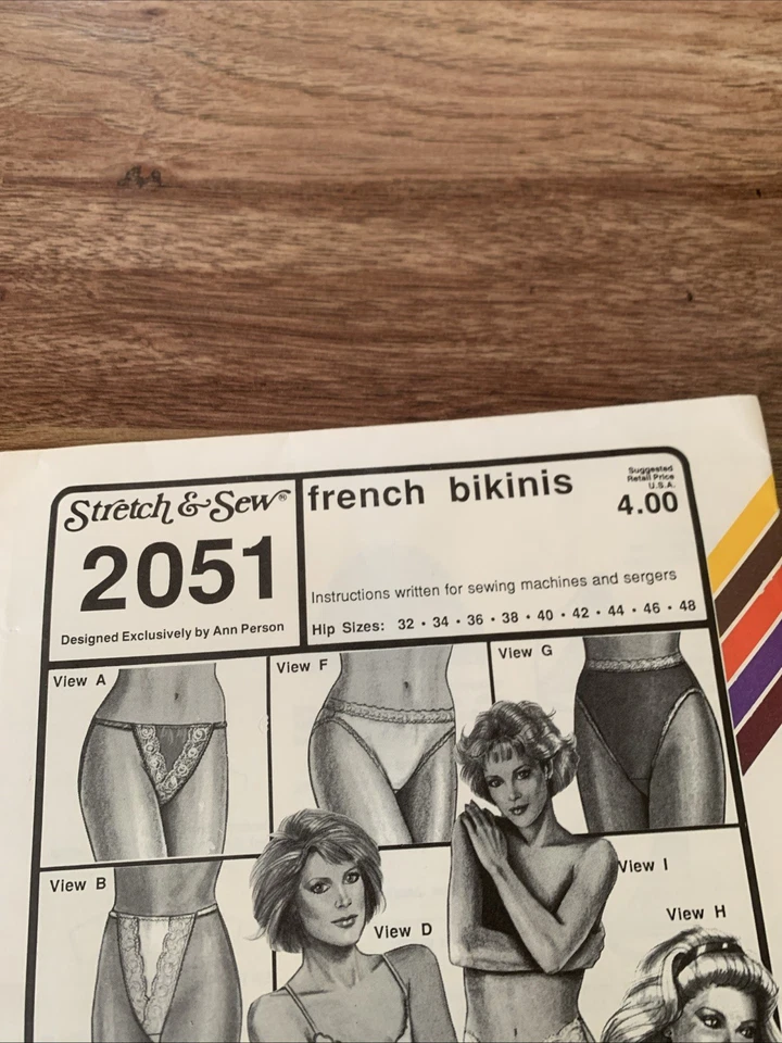 Stretch & Sew Sewing Pattern 2051 Retro French Bikini Panty Lingerie 32-48 UNCUT - Image 2 of 4