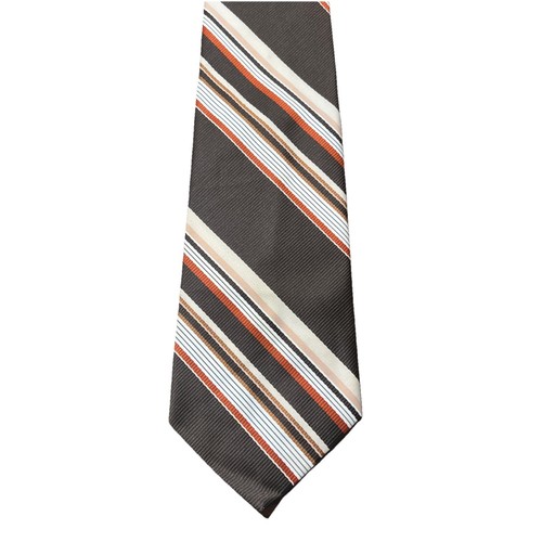 Vintage Mervyn's Men's Collection Tie Brown/Orange Striped Designer Necktie  - Picture 2 of 3