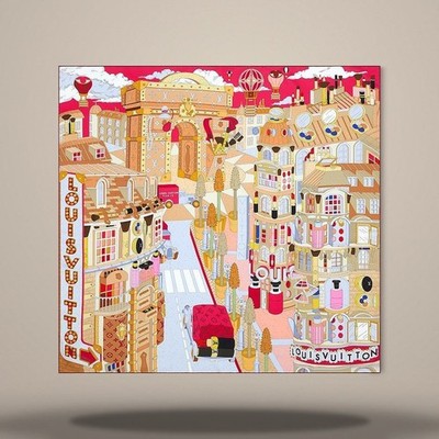 Louis Vuitton Paris En Botte Square 90 Rosa M96968 157105466