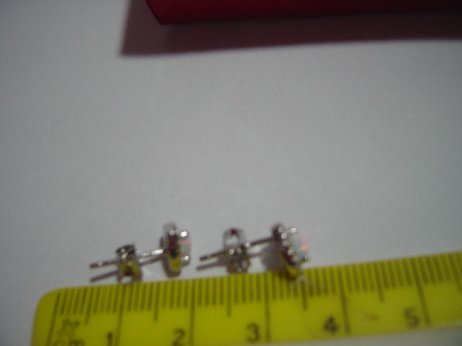 SMALL Solid Silver Earrings-firey opal & diamonds… - image 9