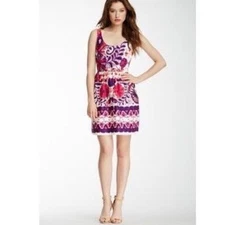 Trina Turk Jewel-Toned Floral Sleeveless Dress Vibrant Print Cotton Size 6