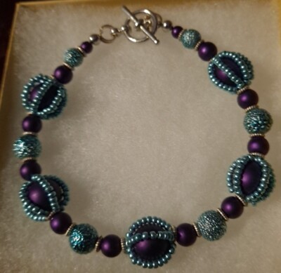 Handmade Vintage Style Bracelet Glass Beads Toggle Clasp