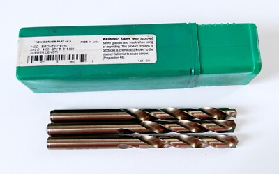 (3) PRECISI0N TWIST 9mm 2ACO Jobber Drill Bit 135° HSCO Cobalt Bronze USA