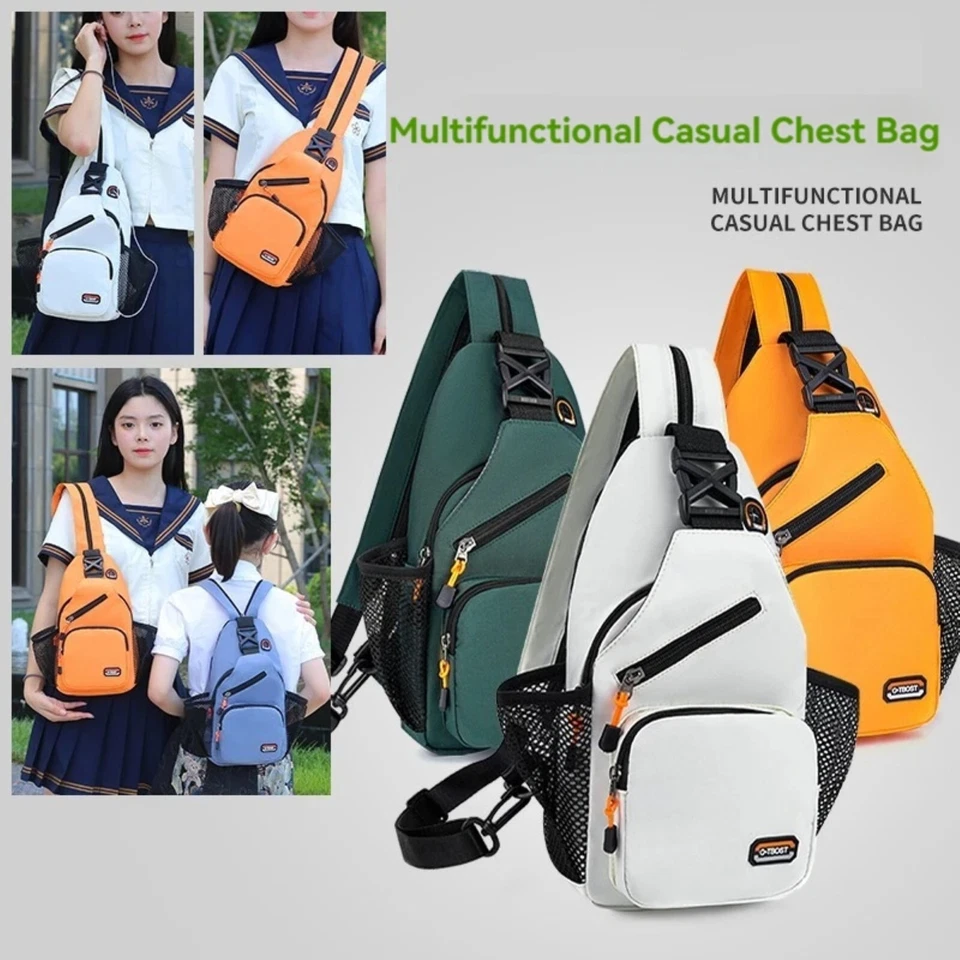 Hombres Mujeres Bolso Bandolera Pecho Oxford Tela Bandolera Viaje Hombro Mochila NUEVO Foto 2 de 4