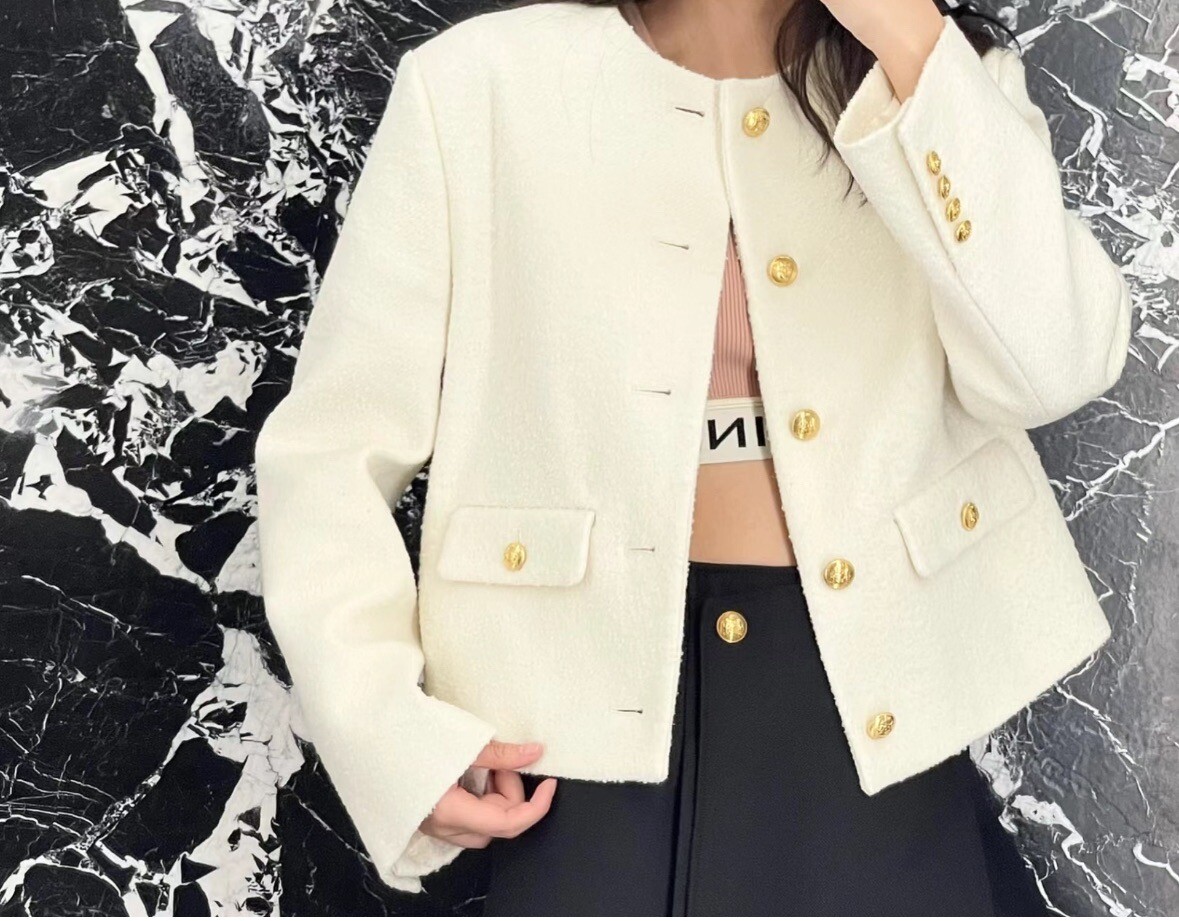 CELINE 3750$ “Chasseur” Jacket In Ecru Artisanal Tweed Size