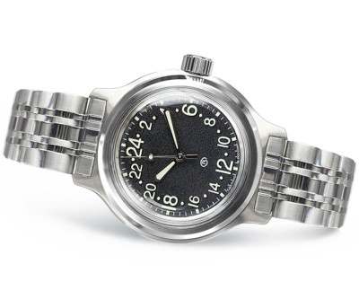 Vostok Diver watch 24 Stundenuhr 720889 black Wostok  russische Uhr Automatik DE