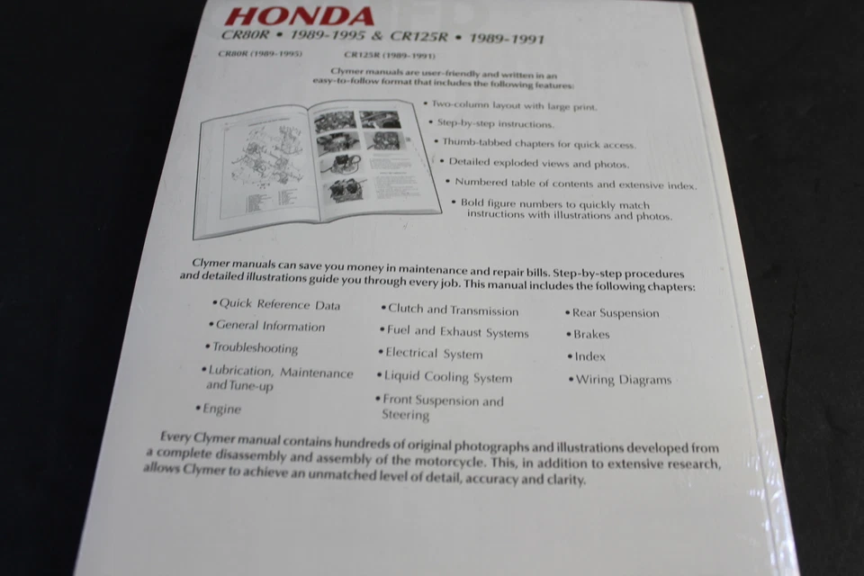 NEW Honda CR80R 1989-1995 & CR125R 1989-1991 Service Manual Clymer M431-2 - Image 4 of 4