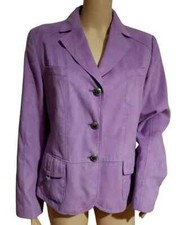Damen Blazer Lila Gr. 40 Fabiani Velourleder Optik Damenjacke