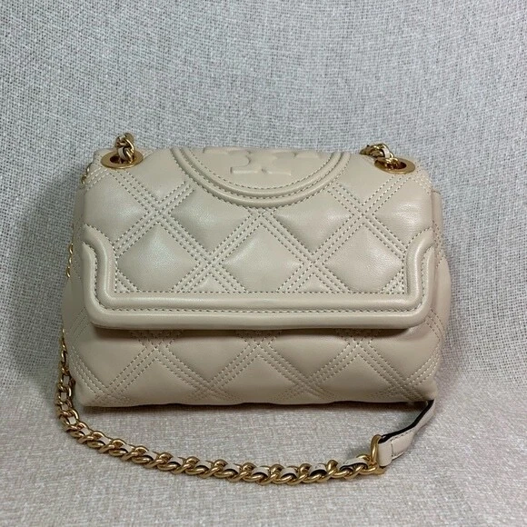 Tory Burch Fleming Convertible Shoulder Bag / Leather/New Cream