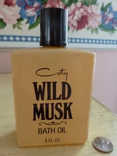 VTG 1970s ORIGINAL FORMULA Coty Pfizer WILD MUSK Bath Oil 4 Oz 120ml Splash