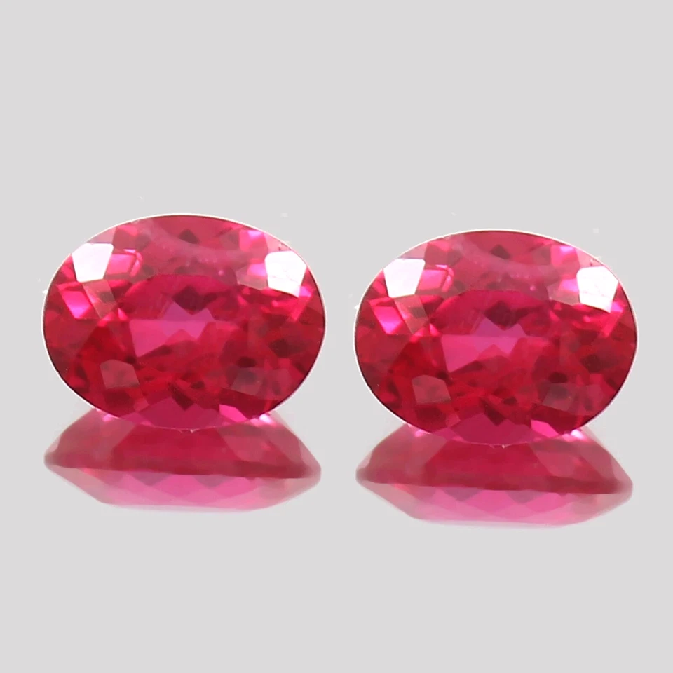 AAA Quality Natural Mozambique Ruby Loose Oval Gemstone Cut Matched Pair 10x7 MM - Image 2 of 4
