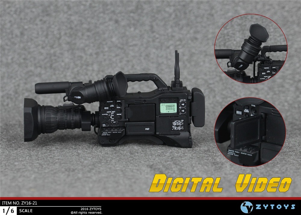 ZY-TOYS 1/6フィギュア用 TVカメラミニチュアセット ZY16-21 ZYTOYS 1/6 Scale Digital Video Camera Set ZY16-21 Model for