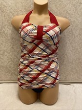 Mossimo Bikini. Multicolor Striped Tankini. Blue Strappy Bottom. Size Medium
