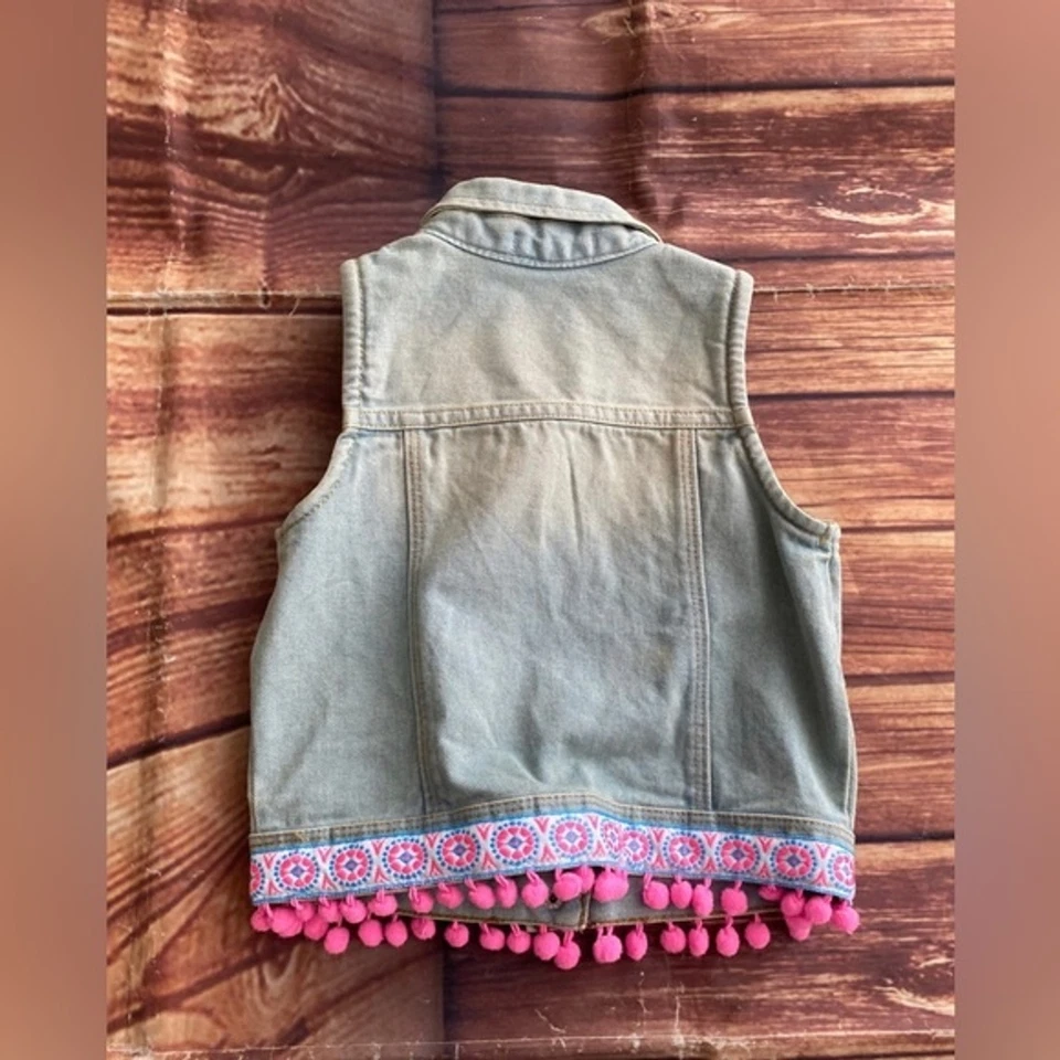 Chaleco de mezclilla chaqueta azul lavado claro bolsillos delanteros talla 4 autoestima niña niño pequeño Foto 2 de 4